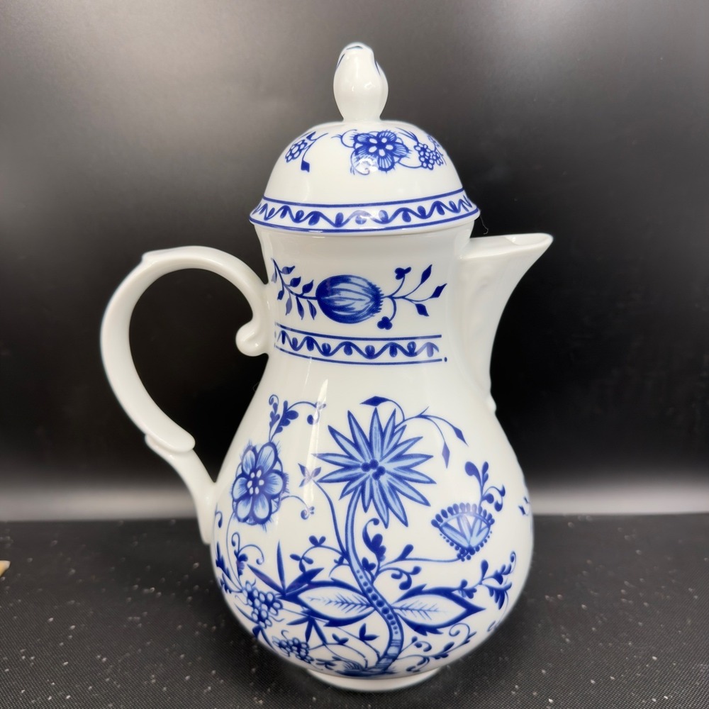 Triptis Porzellan Blue Onion Coffee Pot Zwiebelmuster‎ Germany White Blue Floral - Picture 13 of 14